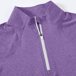 Venta al por mayor de polos para las mujeres logotipo personalizado transpirable de secado rápido respetuoso con el medio ambiente cuarto de cremallera de algodón de talla grande polos de las mujeres - Product Image 4