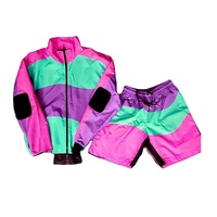 Conjunto Deportivo Personalizado de Nailon para Hombre, Chaqueta Cortavientos con Bloques de Color, Traje Ligero para Correr