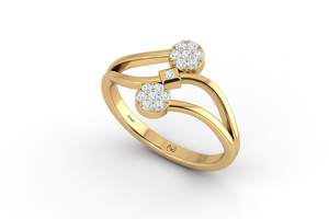 Anillo de Diamantes de Doble Círculo de Diseño para Mujer |   Anillo de Oro de 14K y Diamantes Naturales con 15 Diamantes de Corte Brillante Redondo |   0.15 quilates - Product Image 3