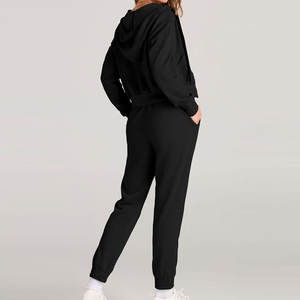 Haute qualité 100% coton polaire femmes sweat à capuche ensemble léger Durable écologique court décontracté hiver - Product Image 3