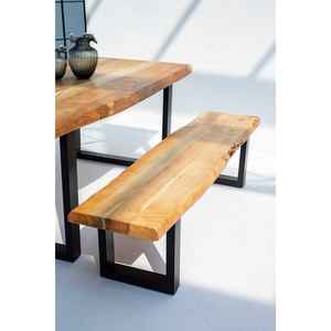 Banc en bois d'acacia de conception industrielle pour le salon extérieur d'hôtel de salle à manger-disponible dans 4 tailles - Product Image 6