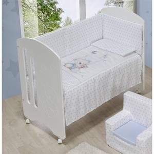 Ensemble de lit bébé de qualité supérieure 60x120 cm, moderne OSO COLUMPIO bleu avec couette, protège-lit et oreiller - 100% coton - Product Image 1