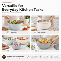 Ensemble de 3 bols mélangeurs empilables personnalisables en acier inoxydable colorés avec becs verseurs pour salades, légumes, pâtes et pâtisseries