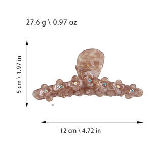 SHE SHARES 2025 nueva llegada acetato de lujo 3D flor pinza para el cabello gruesa garra completa de diamantes de imitación para mujeres elegante moño estilo - Product Image 4