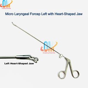 Pinzas microquirúrgicas laringeales ENT de 45 grados a la izquierda con mandíbula en forma de corazón, 22 cm, instrumentos de acero inoxidable alemán de alta calidad |   OldMed - Product Image 1