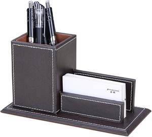 Étui à stylos de bureau en cuir de luxe, porte-cartes de visite, rangement pour organisateur de bureau, boîte de rangement, logo personnalisé - Product Image 1