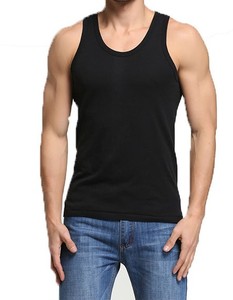 เสื้อกล้ามผ้าสแปนเด็กซ์/ ผ้าฝ้ายย้อมสีล้วนสำหรับผู้ชายชุดออกกำลังกายเล่นฟิตเนสแบบกำหนดเองได้ - Product Image 6