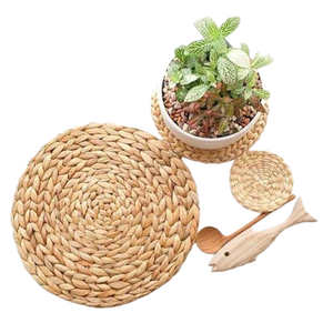 Assiette de présentation en jacinthe d'eau faite à la main sous-verre en osier rotin panier motif vaisselle fête de mariage dîner décor à la maison - Product Image 2