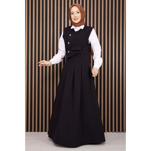 Conjunto de 2 Piezas con Detalle de Pliegues Negros, Top Corto Informal y Chaleco para Atuendos de Verano - Product Image 4
