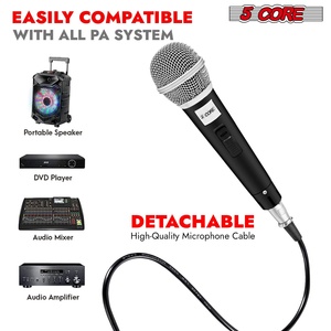 Microphone dynamique XLR 5Core pour karaoké, chant et studio, micro portable - Product Image 5