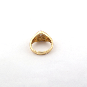 แหวนหัวใจสองโทนสีใสแบบเรียบง่ายแหวนเคลือบสีเหลืองทำจากทองเหลือง18K ของขวัญวันวาเลนไทน์สำหรับแหวนแห่งความรัก - Product Image 6