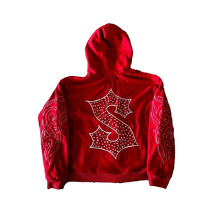 OEM logotipo personalizado de alta calidad 100% algodón de gran tamaño recortada Rhinestone Sudadera con capucha lavado ácido caja de peso pesado Unisex Sudadera con capucha de los hombres - Product Image 5