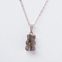 Collier pendentif mini-ours en laiton de haute qualité, mignon et tendance, avec chaîne à maillons en moissanite, plaqué or/argent, vente en gros