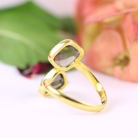 Klassischer rhodinierter feiner brauner Schmuck Natur quarz Inlay Hammer Lünette Handgemachte Heil kristall Rauchiger Edelstein Ring