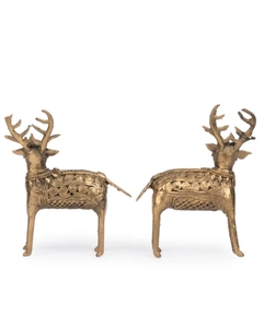 Par de Ciervos Decorativos de Arte Dokra, Adorno de 6 Pulgadas, Dorado, Decoración Moderna para el Hogar, Adorno de Mesa para Sala de Estar - Product Image 4