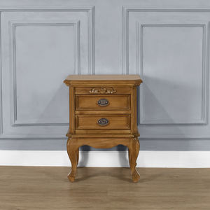 Chantilly Solid Mahogany Wood <b>Bedside</b> Cabinet with Natural Finish High Quality <b>Storage</b> for Apartment Bedroom Use 2 Drawers - Product Image 1