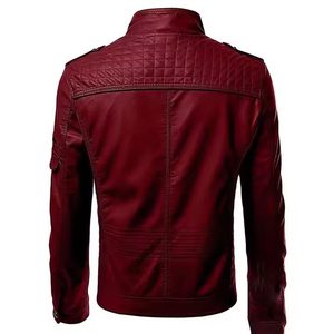 Vente chaude peau de vache hommes Style Vintage veste en cuir nouveau élégant pour peau de Crocodile en relief fermeture éclair automne saison toile manteau - Product Image 6