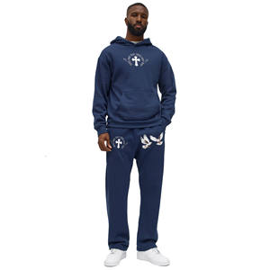 Sweat-shirt surdimensionné personnalisé de haute qualité avec impression sérigraphique pour hommes, vêtements de rue, respirant, coupe ample, ensemble de sweat-shirts et de pantalons de survêtement - Product Image 1