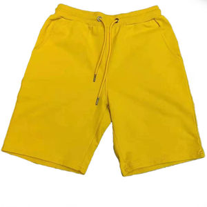 2025 customized Summer New 100% Cotton Soft <b>Men</b> Drawstring Waist Black White Yellow <b>Pink</b> Casual <b>Shorts</b> - Product Image 1