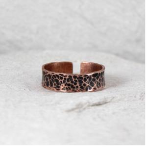 2027 Arizona Wholesale Christian Jewelry Simple Design Pure Copper embossing Twist for Men Hammered textured <b>ring</b> For Women - Product Image 4