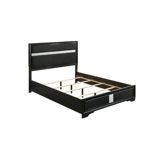 Mobilier de Maison Lit à Panneau Queen Size Rembourré en Tissu Contemporain Miranda Tête de Lit Traditionnelle en Bois Noir de 54 Pouces - Product Image 1