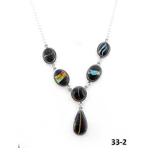 Collar de Plata de Ley con Turquesa Negra Estilo Suroeste, con Diamantes Engastados en Forma de Gota de Agua, Cadena de Eslabones, Idea de Regalo Religioso - Product Image 2