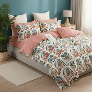 Ensemble de literie en coton imprimé |   Housse de couette et taies d'oreiller à motifs floraux |   400TC Taille personnalisée |   Ensemble de draps de lit de qualité supérieure et luxueux |   Hôtel - Product Image 4