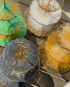 แม่พิมพ์ซิลิโคนสำหรับทำมือถาดผลไม้รูปทรงกลม3ชั้นแม่พิมพ์อีพ็อกซี่ถาดชา - Product Image 1