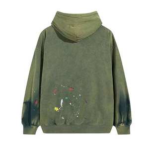 Cómodas sudaderas con capucha térmicas de lavado ácido para hombre Otoño Invierno sudaderas con capucha de lavado ácido Premium 100% sudaderas con capucha de lavado ácido de algodón - Product Image 3