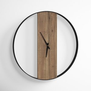 Horloge murale Antique décorative en bois de noyer, métal rond nordique personnalisé noir brun - Product Image 2