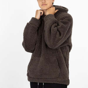 Hoodies Custom Logo Winter Blank Heavyweight Polar Polyester Faux Fur Shearling Fleece <b>Sherpa</b> Hoodie for <b>Men</b> OEM Service - Product Image 3