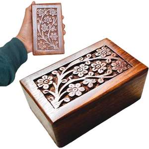 Meilleure vente urne funéraire en bois la plus précieuse urne funéraire en bois gravée à la main pour animaux de compagnie fournitures funéraires crémation en bois - Product Image 3