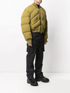 OEM Veste courte personnalisée de haute qualité pour hommes grande taille Bomber d'hiver en tissu en toile avec rembourrage en duvet d'oie - Product Image 3