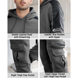 Conjunto Deportivo de Dos Piezas Personalizado, Color Gris, Felpa de Algodón, Ropa Deportiva, Chándal Cálido de Invierno para Hombre - Product Image 6