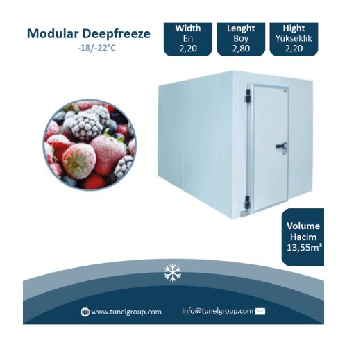 Tunel Group 13.55m³ Modular Freezing Chamber Easy-to-Operate -18/-22°C Solar Powered Copeland Compressor for Farm Industries