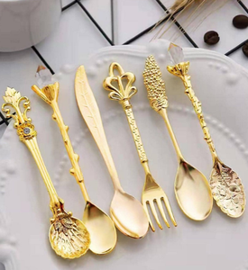 Ensemble de couverts en acier de style classique couverts en métal décoratifs de cuisine derniers couverts à salade en miroir avec poignée - Product Image 5