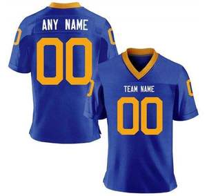 Camiseta de Fútbol Azul Rey para Hombre, Personalizada con Nombre y Número, Cuello en V, Malla Transpirable, Ribete Amarillo, 100% Poliéster, Protección UV - Product Image 1