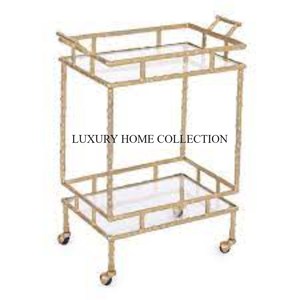 Lujoso carrito de servicio de metal hecho a mano con detalles intrincados diseñado para experiencias de servicio premium al mejor precio - Product Image 1