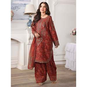 Mohagni Chiffon Embroidered Top with <b>Silk</b> Dupatta and Embroidered <b>Trousers</b>-007 - Product Image 3