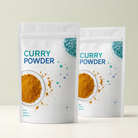 Sachets d'emballage pour poudre de curry, directement de l'usine, avec logo personnalisé, fermeture éclair, sacs à fond plat