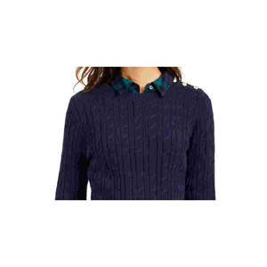 Maglione Casual da Donna Charter Club con Collo Gioiello, Motivo Texturizzato e Decorato, Maniche Lunghe, Blu, Taglia Media per la Stagione Autunnale - Product Image 2