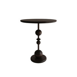 Table d'appoint moderne en bois d'acacia massif, base unique en forme de piédestal, table d'appoint ronde, finition noyer foncé, meubles de salon - Product Image 1