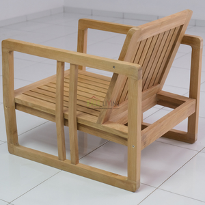 Mueble silla para asiento individual de madera de teca, estilo minimalista para exteriores o interiores con reposabrazos resistentes - Product Image 5