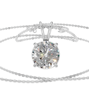 Collar de Moda para Mujer con Colgante de Moissanita de Una Sola Piedra de Estilo Clásico, Cadena de Eslabones de Oro Sólido de 14K, Certificado IGI - Product Image 1