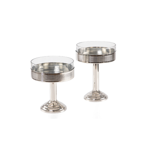 Ensemble de 2 supports à gâteaux de tailles différentes en acier inoxydable et en verre, serveur de desserts de fabrication artisanale - Product Image 1