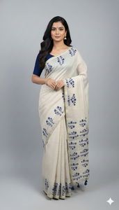 Nuevo Lanzamiento: Sari de Algodón Khadi para Mujer, Ropa Étnica India, Diseño Jamdani con Estampado Autónomo, Sari de Boda - Product Image 4