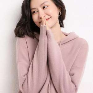 100% luxe cachemire gros tricot surdimensionné pull cachemire sweats à capuche pull pour femmes - Product Image 5