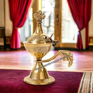 High Quality Durable Handmade Brass Charcoal <b>Incense</b> <b>Holder</b> & <b>Burner</b> 11cm Indian Style for Home Decor & Prayer/Pooja - Product Image 3