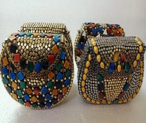 Stone Clutch Luxury Design Handmade <b>Bags</b> <b>Silver</b> <b>Evening</b> Designer Ready to Ship Sa Resin Brass Mosaic with Metal - Product Image 4