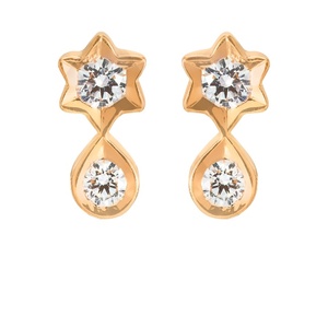 Pendientes de moissanita de oro macizo de 14K de lujo, pendientes de oro natural al mejor precio al por mayor, hechos en India - Product Image 5